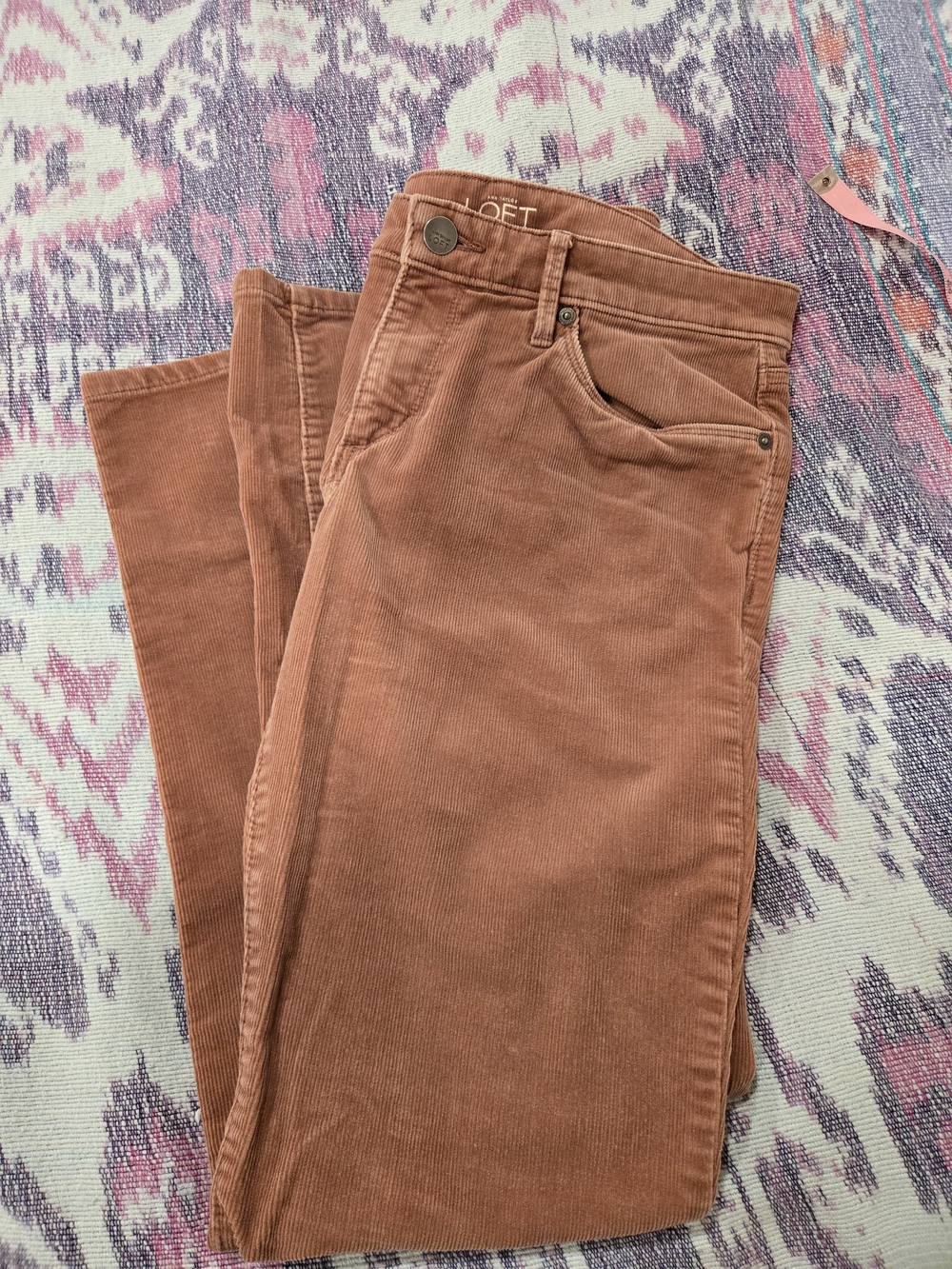 LOFT Mauve Corduroy Relaxed Skinny Pants